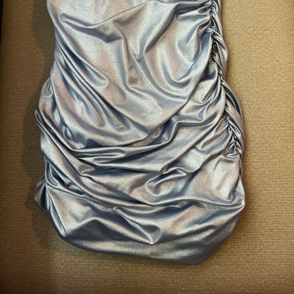 NWT Windsor Adella Satin Plunge Neck Periwinkle Blue Party Dress - Picture 8 of 9